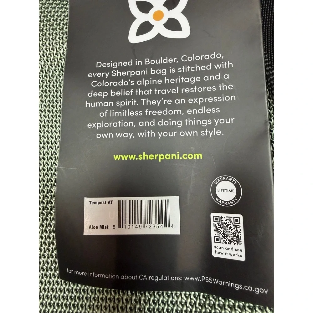Sherpani‎ Tempest AT Convertible Backpack Tote Bag Aloe Mist Water Resistant NEW